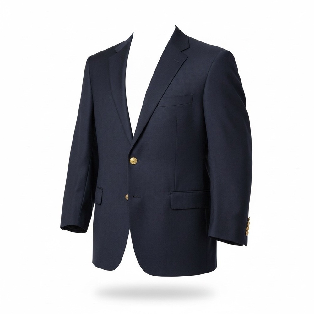 Lauren Ralph Lauren Blazer Mens 43L Navy Blue 100% Wool Gold Crest Buttons